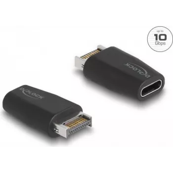 DeLOCK Adapter USB 10 Gbps iekšējais Type-E Key A vīrišķais uz USB Type-C sievišķo, melns