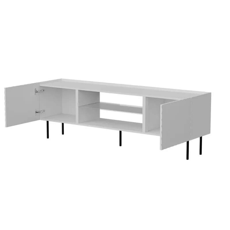 TV skapis cama meble LUCCA 180x40x59 cm — balta skaidu plātnes virsma, balts rāmis