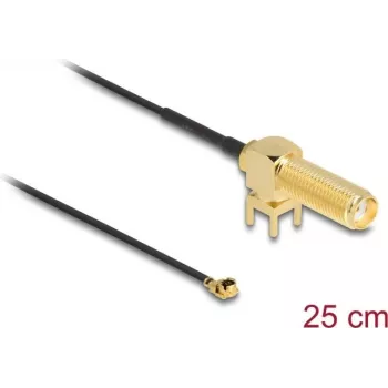 Koaksiālais kabelis DeLOCK 12035 0.25m RP-SMA I-PEX MHF1 Melns