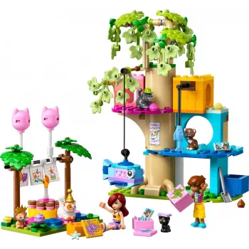 Būvējama rotaļlieta LEGO Friends 42666 Kaķa dzimšanas dienas ballīte koka māja, 321 gab., 6+ gadi, 180×160×100 mm