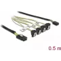 Mini SAS SFF-8087 uz 4x SATA 7-pin leņķa kabelis 0.5m DeLOCK 85683