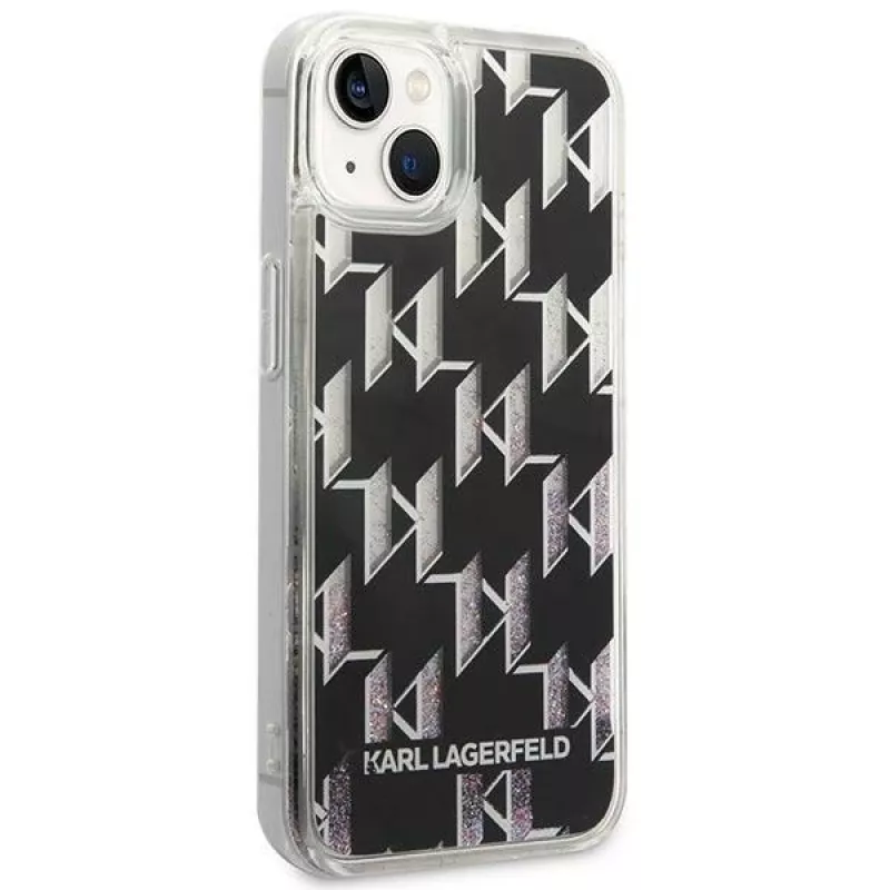 Karl Lagerfeld KLHCP14MLMNMK cietais maciņš iPhone 14 Plus 6.7 melns/melns Liquid Glitter Monogram