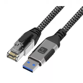 Techly ICOC U3A-RJ45-010 tīkla kabelis 1 m Cat6 F/UTP (FTP) melns, sudrabs
