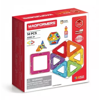 Magnētiskais konstruktors MAGFORMERS 14 daļu komplekts — 14 magnētiskie ģeometriskie bloki