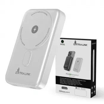 Extralink MagSafe 10000mAh Power Bank White, 38.5Wh PD20W+15W USB-C USB-A