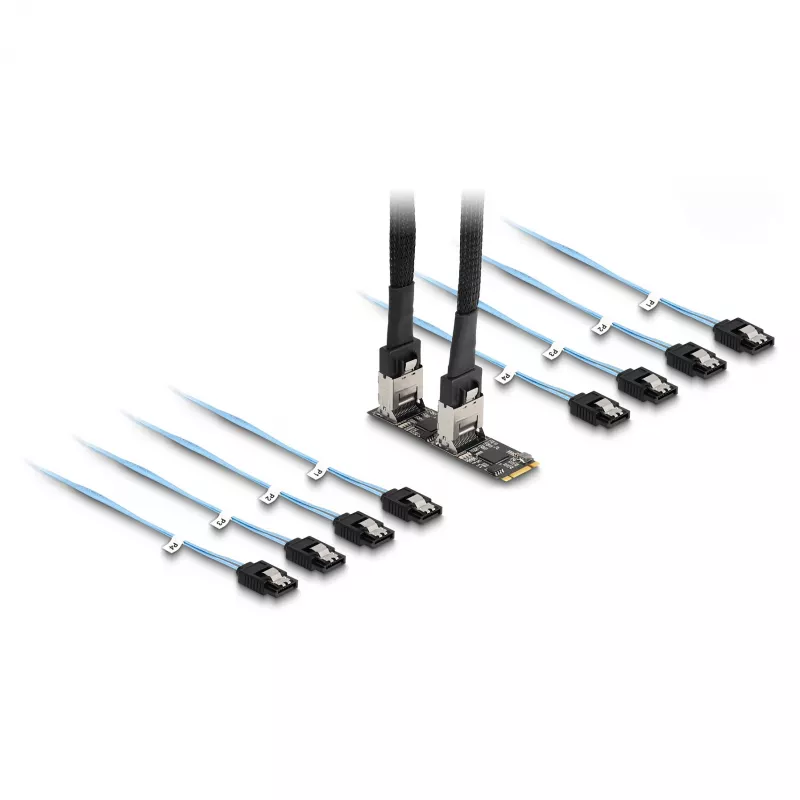 DeLOCK Pārveidotājs M.2 2280 Key B+M vīriešu uz 8 x SATA