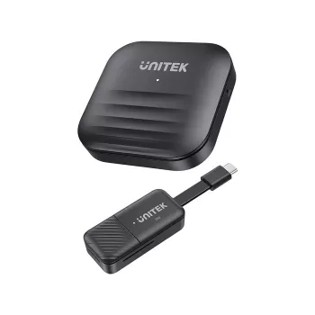 AV pagarinātājs Unitek V1184A01 — AV raidītājs un uztvērējs, 1920×1080, līdz 50 m, USB-C, HDMI/USB kabeļi komplektā