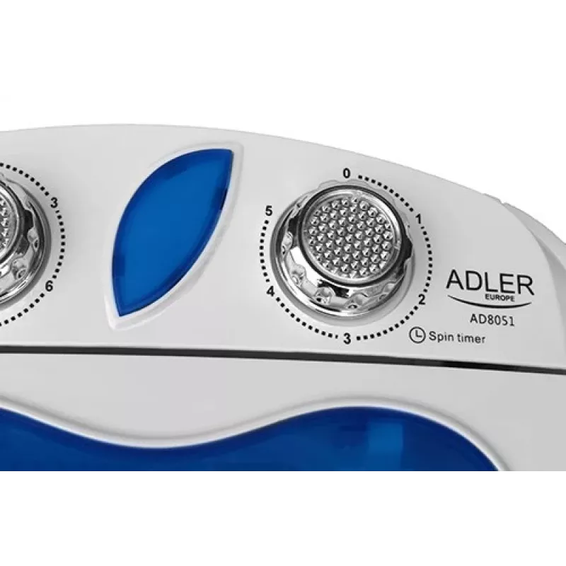 Adler AD 8051 veļas mašīna, augšējā ielāde, 3 kg, balta/zila