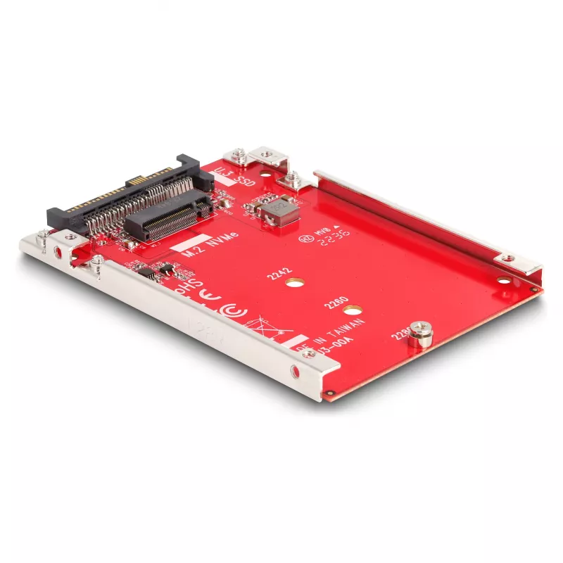 DeLOCK 2.5 collu pārveidotājs U.3 SFF-8639 uz M.2 NVMe Key M 7 mm Sarkans