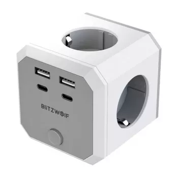 BlitzWolf BW-EC2 8-in-1 Strāvas Kubs (4xAC / 2xUSB-A / 2xUSB-C)