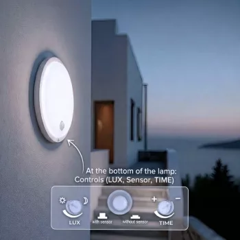 LED lampa ar PIR sensoru MACLEAN MCE525 W — āra LED gaismeklis ar kustības sensoru