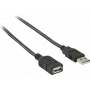 Nedis USB kabelis | USB 2.0 | USB-A spraudnis | USB-A ligzda - 480 Mbps | niķelēts | 2,00 m | Apaļš | PVC | Melns | Kaste