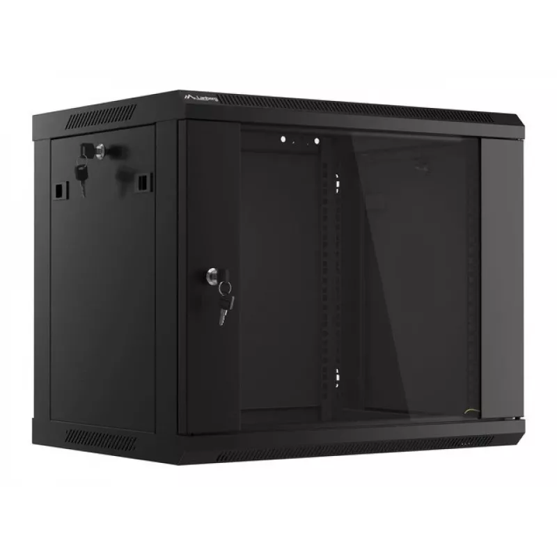 Sienas stiprinājuma skapis LANBERG 9U (600×450×507 mm) IP20, maks. slodze 60 kg, melns