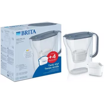 BRITA ūdens filtrēšanas krūze Style Essential Graphite ar 4 MAXTRA Pro filtriem, 2.4 L tvertne, 1.4 L filtrēta ūdens