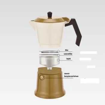 Moka katliņš Maestro MR-1657-9-BEIGE alumīnija plīts kafijas automāts, 9 tasīšu tilpums