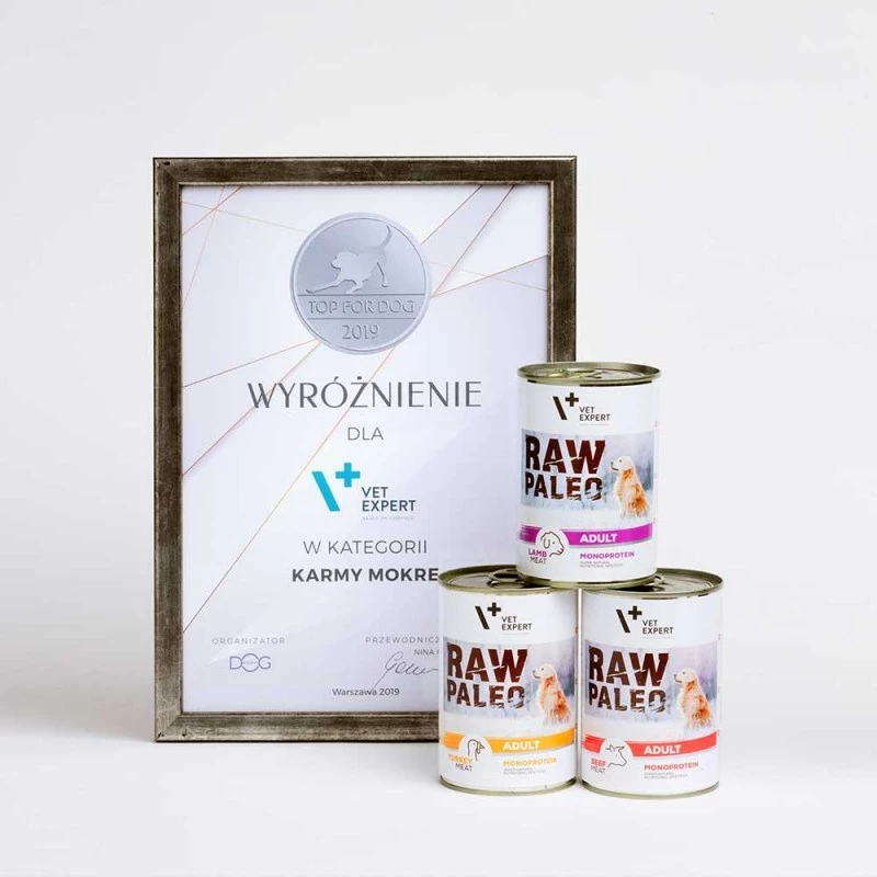 Slapjā suņu barība VETEXPERT RAW PALEO Adult Monoprotein Beef 400 g, kārba, bez lipekļa, bez sojas