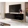 ABETO RTV skapis uz zelta krāsas tērauda rāmis 150x42x60 melns/glancēts melns