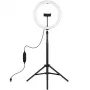 LED gredzenveida gaisma 30cm ar statīvu līdz 1.65m un telefona turētāju, USB