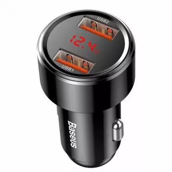Baseus CCMLC20A-01 auto USB ātrais lādētājs — viedtālruņiem, ieeja 12–24V, izeja līdz 20V, melns