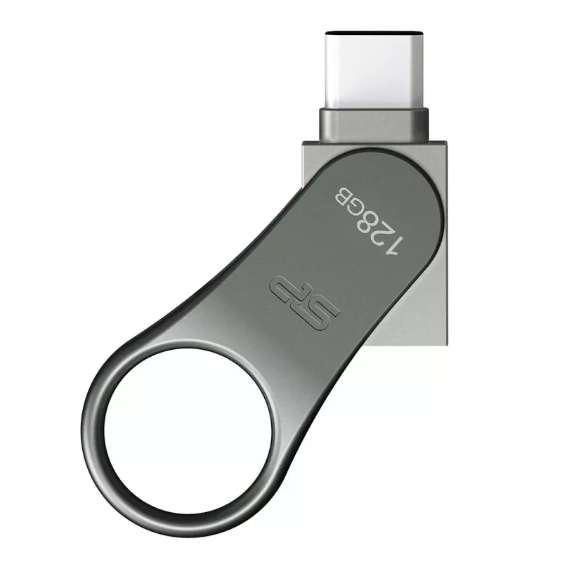 Silicon Power Mobile C80 128 GB USB zibatmiņa, USB Type-A / USB Type-C, USB 3.0 (3.1 Gen 1), titāna krāsas