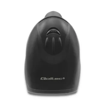 Rokas svītrkodu lasītājs QOLTEC 50868 — 1D/2D lāzera skeneris, USB vads un bezvadu, darba attālums 600 mm, melns