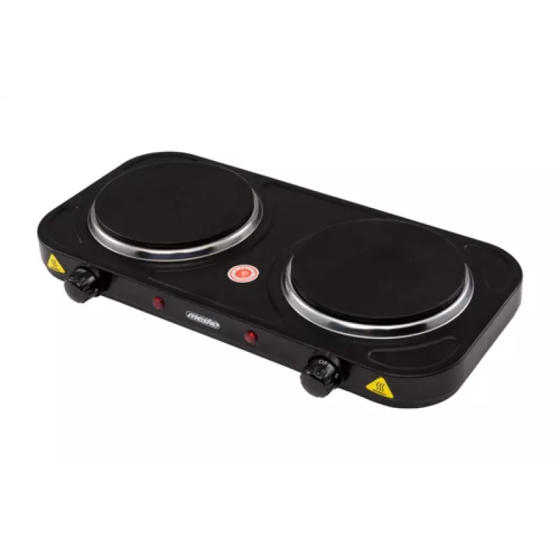 Mesko Home MS 6509 melnā elektriskā plīts virsma, 2 zonu noslēgtais disks