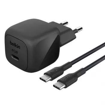 USB-C lādētājs Belkin BOOSTCHARGE 45W PD PPS – kompakts 45W USB-C PD PPS barošanas adapteris