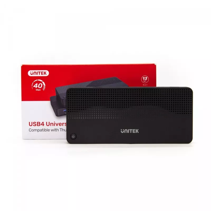 Doko stacija UNITEK D1079A USB4 Melna 100W Power Delivery