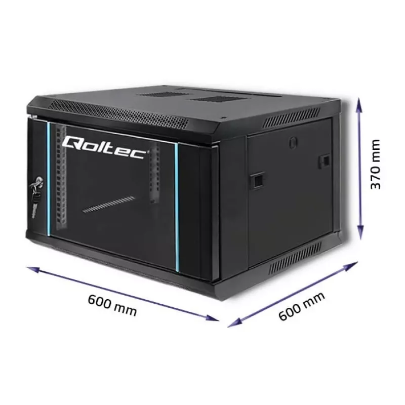 Rack skapis 19 collu QOLTEC 54465 tērauda konstrukcija 12U