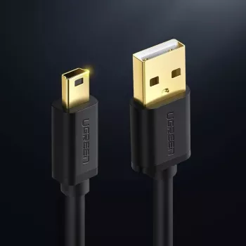 USB kabelis UGREEN US132 Mini-USB 1 m — melns, 480 Mbit/s, ātra uzlāde