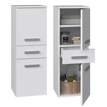 Brīvi stāvošs vannas istabas skapis Top e Shop NEL V DDS BIEL — 300×300×850 mm, 3 plaukti, balts