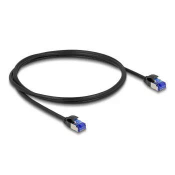 Tīkla kabelis DeLOCK RJ45 Cat.6A S/FTP Slīms 1m Melns