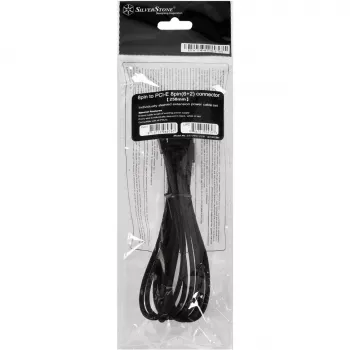 PCI-E 8 kontaktu (6+2) pagarinātāja kabelis Silverstone SST-PP07-PCIB 0,25 m