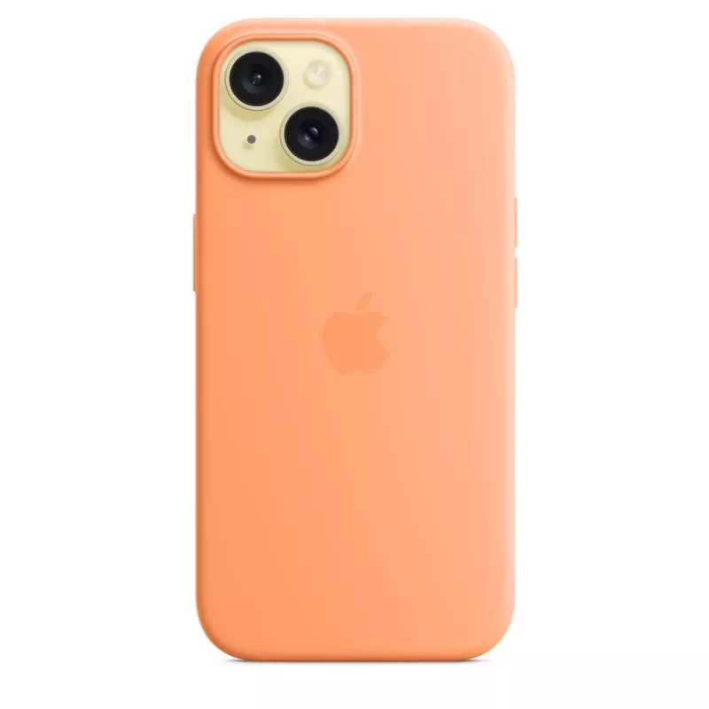 Apple iPhone 15 Silicone Case ar MagSafe - Orange Sorbet