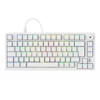 Tastatūra Sharkoon SGK25 75% QWERTZ USB vadu RGB LED balta