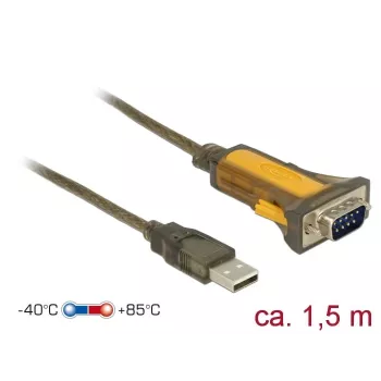 Seriālais kabelis DeLOCK 65840 USB Type-A DB-9 1.5 m Melns Dzeltens