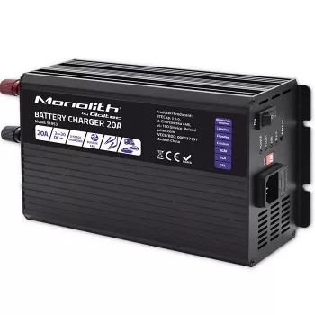 Qoltec Smart Monolith lādētājs LiFePO4 AGM GEL SLA akumulatoriem | 20A | 24V
