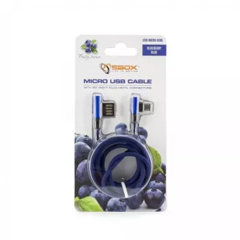 Sbox USB->Micro USB 90° M/M 1.5m zils (USB-MICRO-90BL)