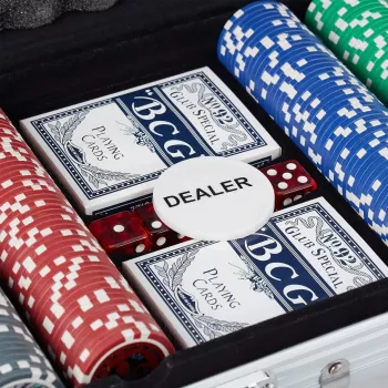 Extralink Pokera Premium komplekts 300 žetoni, 2 kāršu kavi un metamie kauliņi