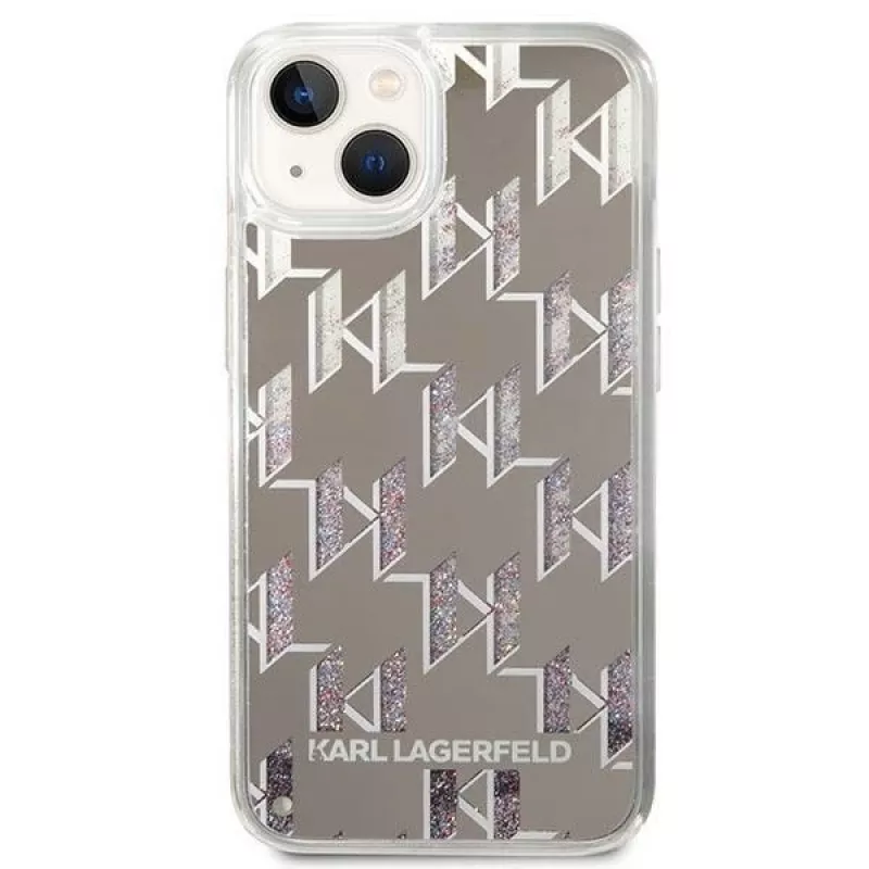 Karl Lagerfeld KLHCP14MLMNMS cietais maciņš iPhone 14 Plus 6.7 sudrabs / sudrabs Liquid Glitter Monogram