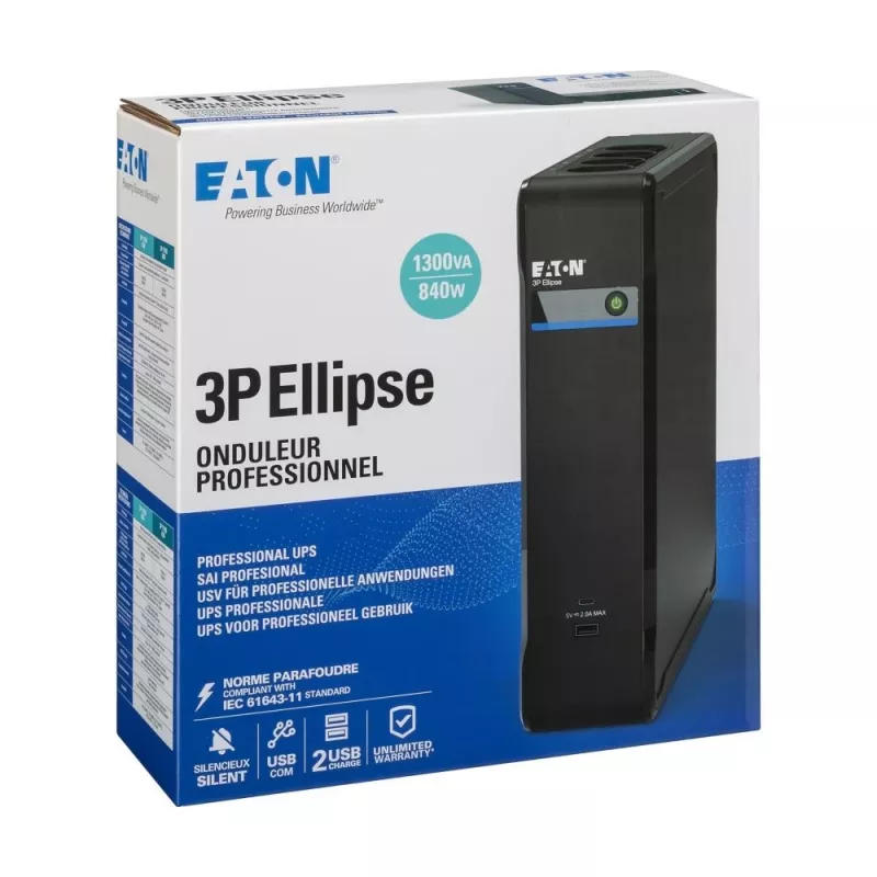 Nepārtrauktās barošanas avots Eaton 3P Ellipse 1300 USB DIN