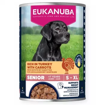 Eukanuba Life Care Senior mitrā barība vecākiem visu šķirņu suņiem, tītars un burkāni, 400 g bundža