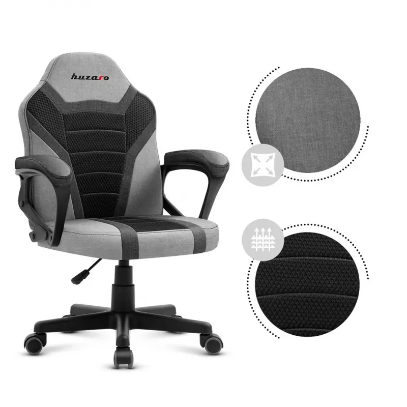 Bērnu spēļu krēsls Huzaro HZ-Ranger 1.0 Pelēks Siets, pelēks un melns