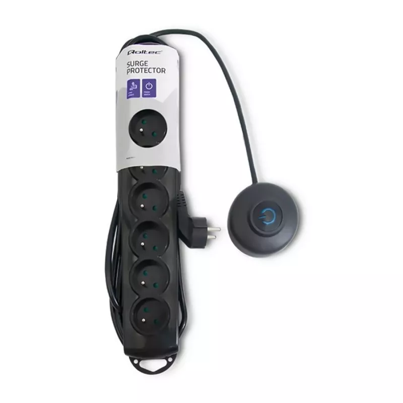 Pārsprieguma aizsargs Qoltec 50171 Melns 7 AC Kontaktligzdas 230V 1.5m