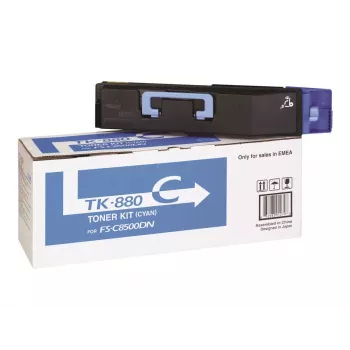 Tonera kasetne Kyocera TK-880C ciāna, oriģināla, lāzerdrukāšanai, ražība 18 000 lappušu, 1 gab.