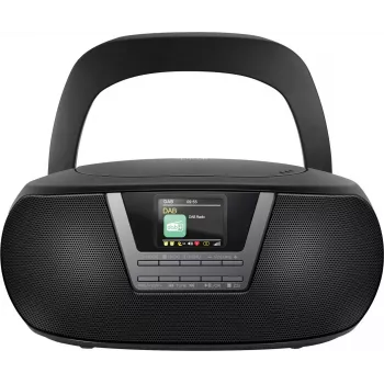 Sencor SPT 6200DB melns boombox ar CD/MP3 atskaņotāju un radio, DAB+/FM, Bluetooth, USB, AUX, 3 W