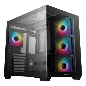 Korpuss DeepCool CG530 4F Midi Tower Melns — rūdīts stikls, ATX/ITX/Micro ATX, 3x120mm ventilatori, USB-C