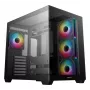 Korpuss DeepCool CG530 4F Midi Tower Melns — rūdīts stikls, ATX/ITX/Micro ATX, 3x120mm ventilatori, USB-C