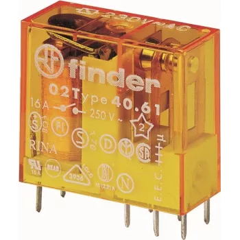 Finder spraudņa/PCB relejs 1 pārslēgšanas kontakts 16A spole 230V AC (406182301000)