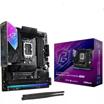 Mātesplate ASRock B860M Lightning WiFi — Intel B860, LGA1851, microATX, DDR5, 4 DIMM, Wi‑Fi 6E, 2.5Gb LAN, Thunderbolt 4